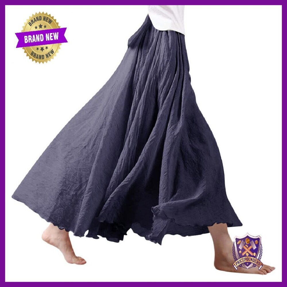 Double Layer Elastic Waist Maxi Skirt A-Line Bohemian Style